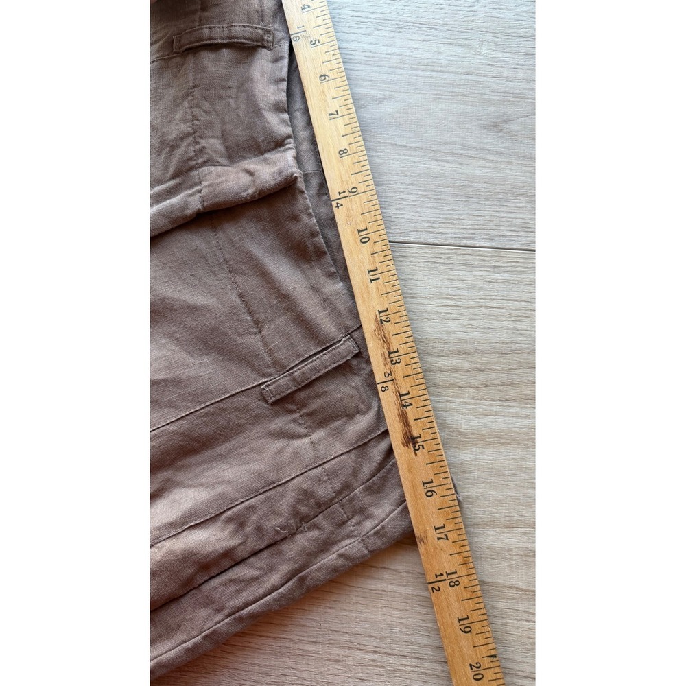Chico's 100% Linen Brown Wide Leg Pleated Pants Size 2R US 12 Quiet Luxury - Picture 7 of 10